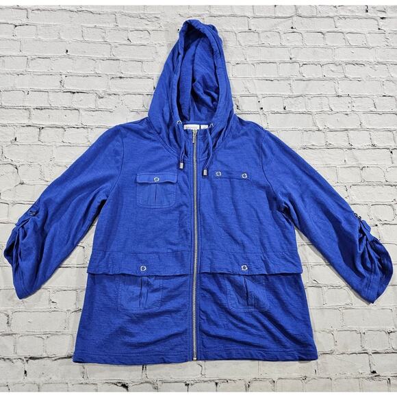 Zenergy By Chico’s Jacket Full Zip Hoodie Lightweight Blue WOMENS SIZE 0 (XS) - Picture 1 of 10